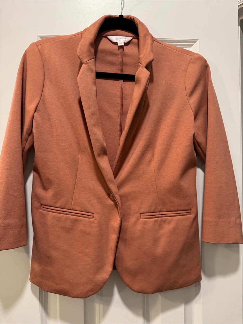 LC Lauren Conrad Coral-Peach Single-Button Blazer